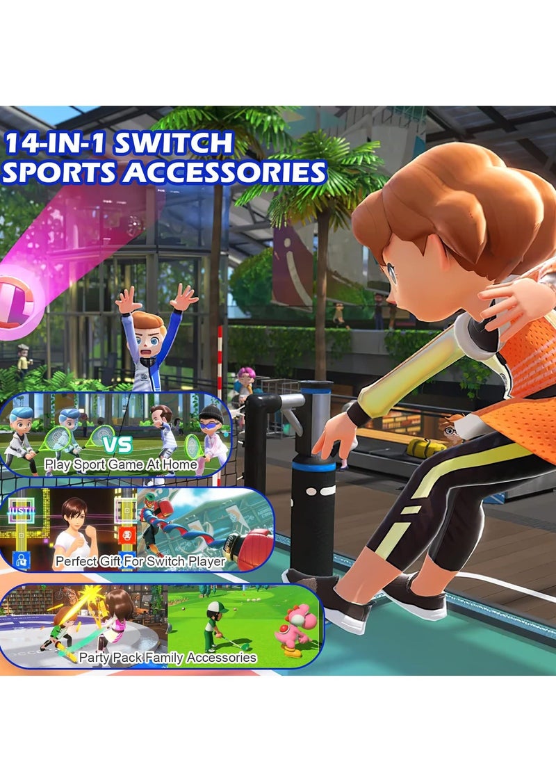 Y&D 14 in 1 Switch Sport Games Accessories Bundle for Nintendo Games, Including Tennis Rackets Swords Golf Clubs Grips Boxing Leg and Wrist Straps  - Image 2