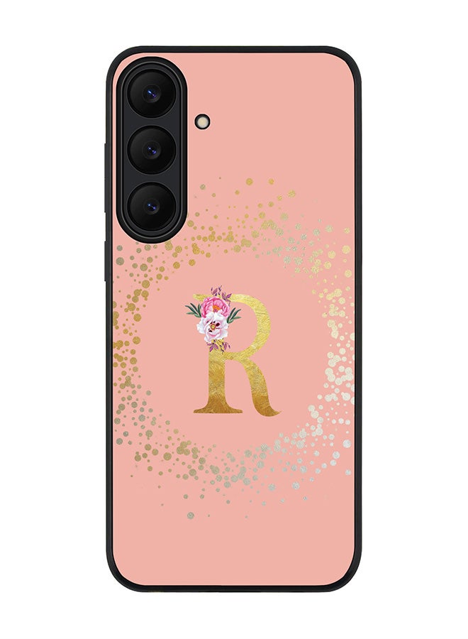 Stylizedd For Samsung Galaxy S25 FE Case,Slim fit Camera Protection, Shockproof Thin Phone cover  - Custom Monogram Floral - R  (Rose Pink ) - Image 1