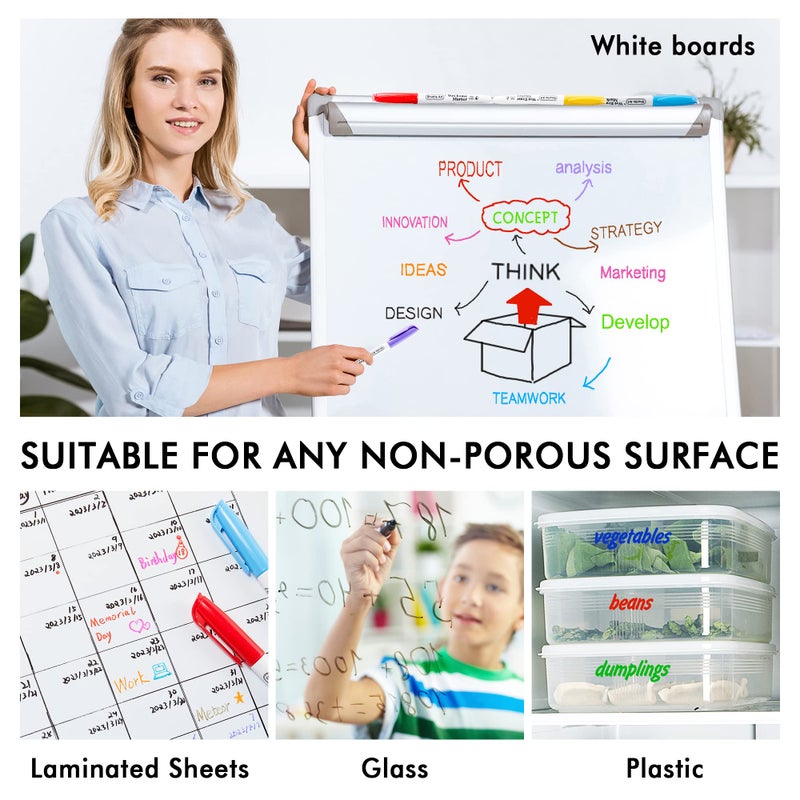 Shuttle Art Wet Erase Markers, 15 Colors 1mm Fine Tip Smudge-Free Markers, Use on Laminated Calendars,Overhead Projectors,Schedules,Whiteboards,Transparencies,Glass,Wipe with Water - Image 5