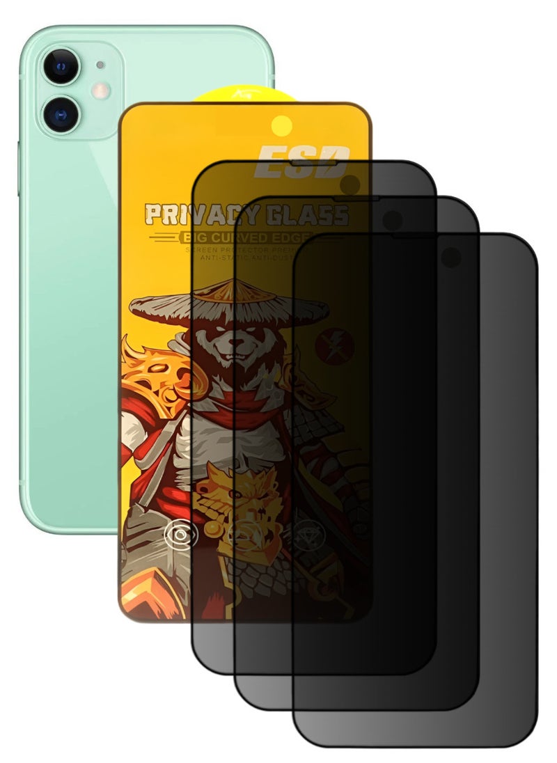 ESD 3 Pieces Tempered Dustproof Privacy Glass Screen Protector Compatible For iPhone 11  - Image 1