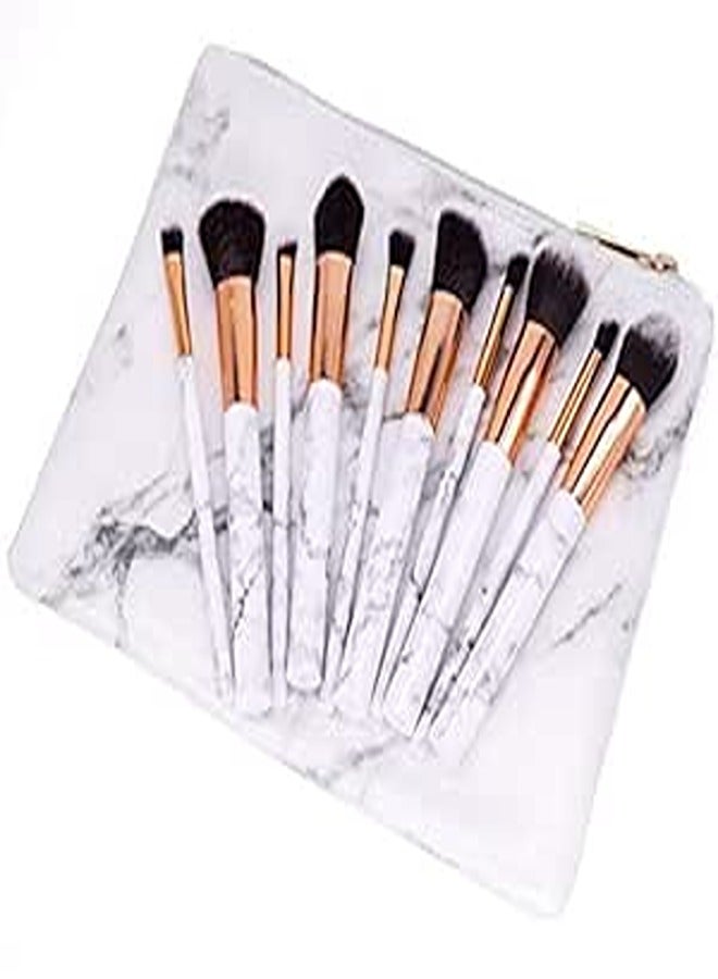 10 Pcs - Makeup Brushes Tool Set Power Foundation Eye Shadow Blush Blending Cosmetic Beauty Lip Brush Kit