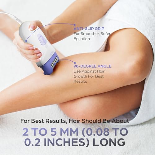 Epilady Speed Corded Epilator for Women, Compact Hair-Removal Device for Legs, Underarms, and Bikini Area, 2 Setting Options, Includes Angled-Trimming Guide, Cord, and Cleaning Brush, White/Purple - Image 4