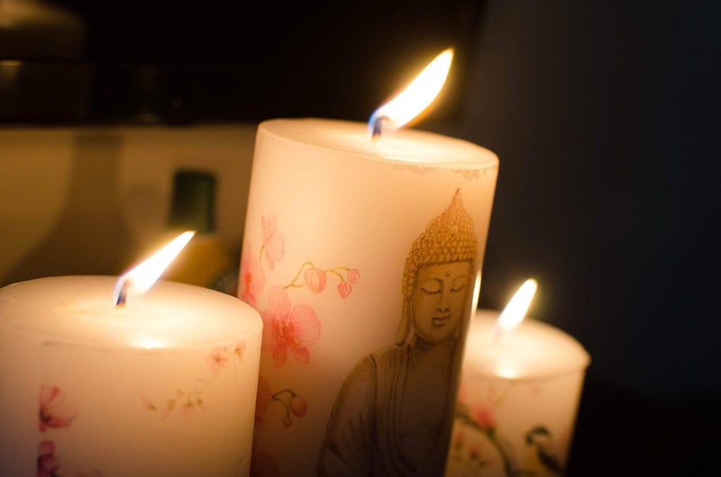 AURA DECOR Auradecor Set of 3 Pillar Spa Candles with Buddha Decopauge, Best for Gifting Purposes for Your Special Ones, Size 3 * 3 Inch, 3 * 4 Inch 3 * 6 Inch, Meditation Candles, - Image 4