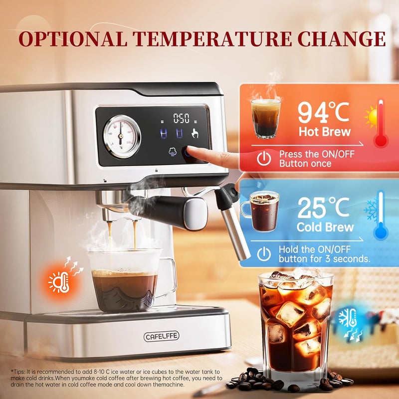Cafelffe Espresso Coffee Machine MK-901, 20 Bar Espresso Machine with Milk Frother and Touchscreen Espresso Maker For Home Barista or Office Latte Cappuccino Machine 1.5L - Image 2