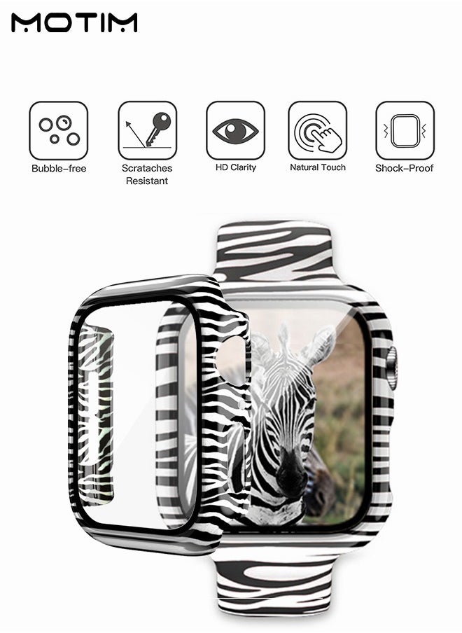 Motim - Printed Pattern Sport Bands with Screen Protector Case Compatible with Apple Watch Band 45mm, Waterproof Soft Silicone Replacement Strap for iWatch Series 8/7 - Image 1