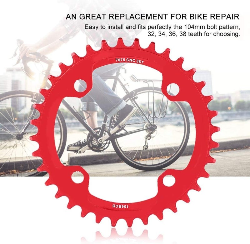 woobles Bike Chainring, 32/34/36/38T BCD 104 Mountain Bike Single Speed Chainring Suitable for Road Bike Mountain Bike - Image 2
