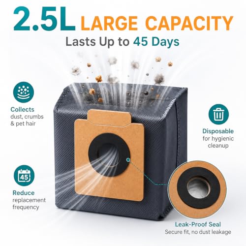 CHIKIXSON Dust Bags for eufy X10 Pro Omni Robot Vacuum & X8 Pro with Self-Empty Station, Large Capacaity, 12 Pack - Image 4