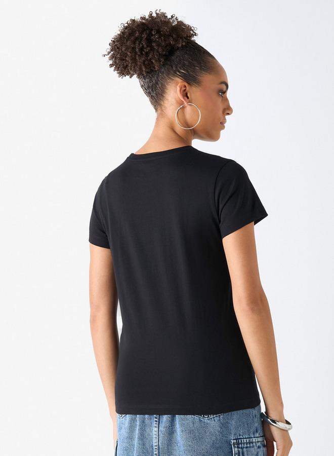 سبلاش فيڤ تيشيرت بياقة مستديرة مزين بأكمام قصيرة - Image 3