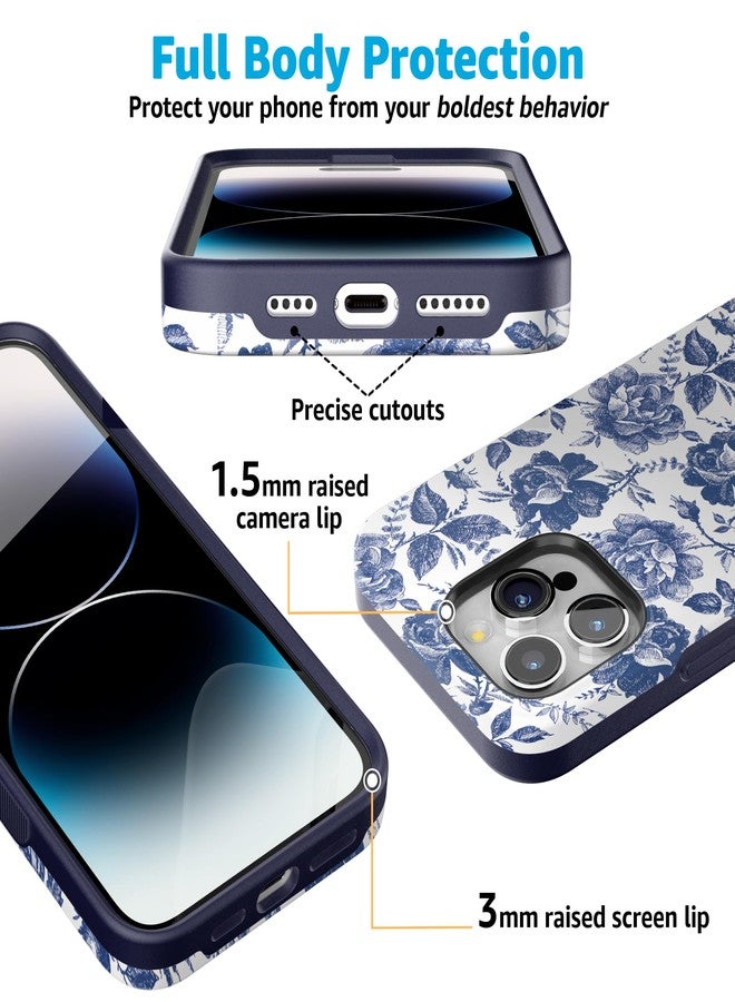 Casely iPhone 15 Pro Max Case | Rose to Fame | Blue & White Rose Floral Case | Compatible with MagSafe and Action Button | Ultra-Protective Bold Fit - Image 3
