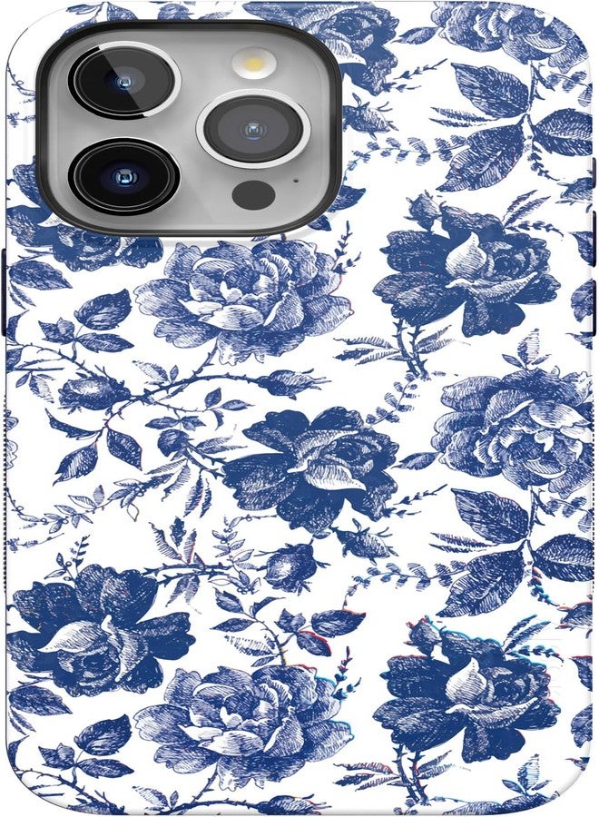 Casely iPhone 15 Pro Max Case | Rose to Fame | Blue & White Rose Floral Case | Compatible with MagSafe and Action Button | Ultra-Protective Bold Fit - Image 1