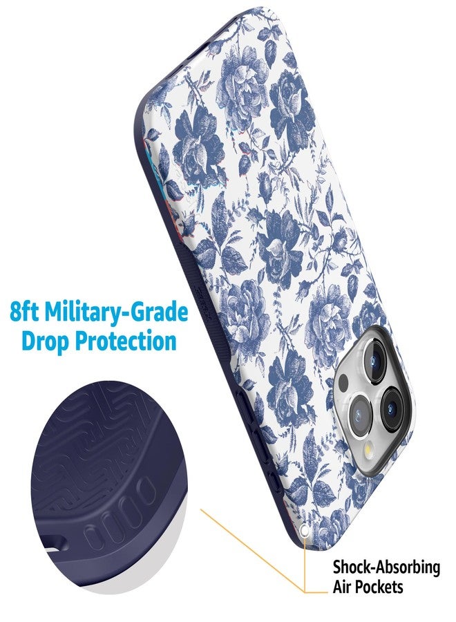 Casely iPhone 15 Pro Max Case | Rose to Fame | Blue & White Rose Floral Case | Compatible with MagSafe and Action Button | Ultra-Protective Bold Fit - Image 4