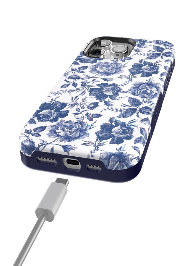 Casely iPhone 15 Pro Max Case | Rose to Fame | Blue & White Rose Floral Case | Compatible with MagSafe and Action Button | Ultra-Protective Bold Fit - Image 2