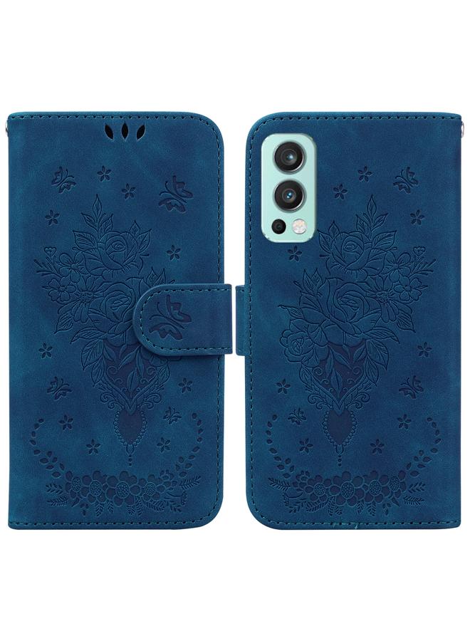 S-TOP Case For OnePlus Nord 2 5G Butterfly Rose Embossed Leather Phone Case - Image 1