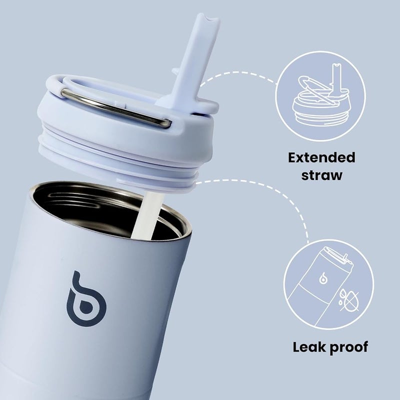 BOTTLE BOTTLE Insulated Water Bottle 700ml(24oz) with Straw and Lid Stainless Steel Sports Water Bottles Metal Drink Flask with Handle for Man and Women (Light Blue) - Image 3