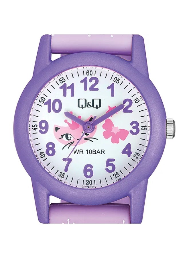 Q&Q Kids Unisex Analog Quartz Watch VR99J014Y Purple with Cat Dial - Image 2