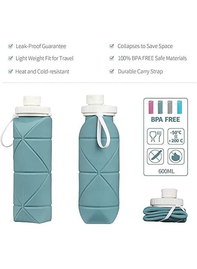 HOOKOR Collapsible Water Bottles Cups Leakproof Valve Reusable BPA Free Silicone Foldable Travel Water Bottle Cup for Gym Camping Hiking Travel Sports Lightweight Durable (Blue)  - Image 3