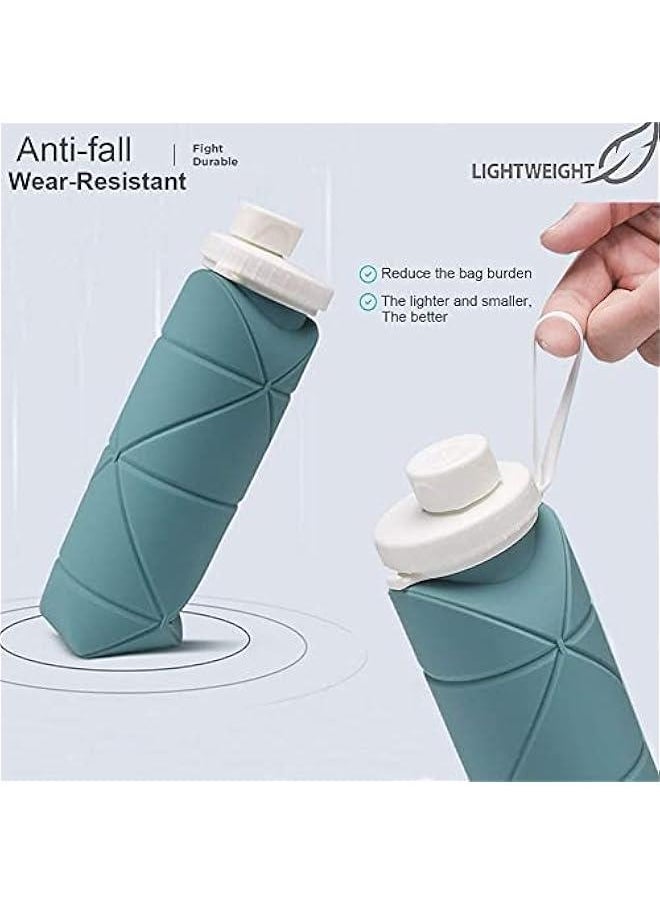 HOOKOR Collapsible Water Bottles Cups Leakproof Valve Reusable BPA Free Silicone Foldable Travel Water Bottle Cup for Gym Camping Hiking Travel Sports Lightweight Durable (Blue)  - Image 4