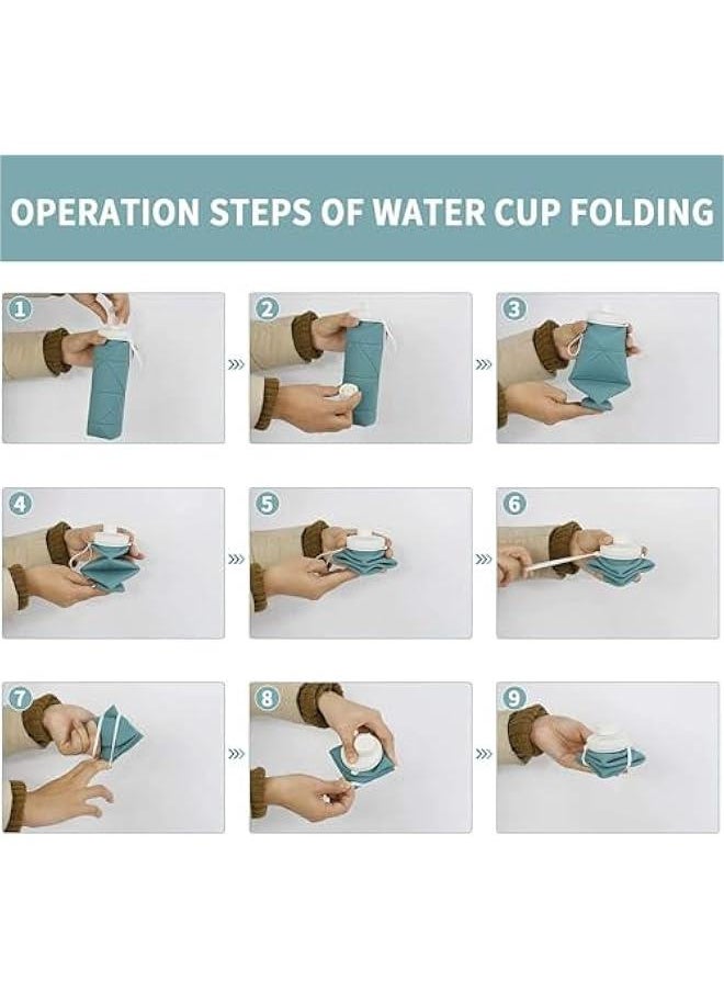 HOOKOR Collapsible Water Bottles Cups Leakproof Valve Reusable BPA Free Silicone Foldable Travel Water Bottle Cup for Gym Camping Hiking Travel Sports Lightweight Durable (Blue)  - Image 5