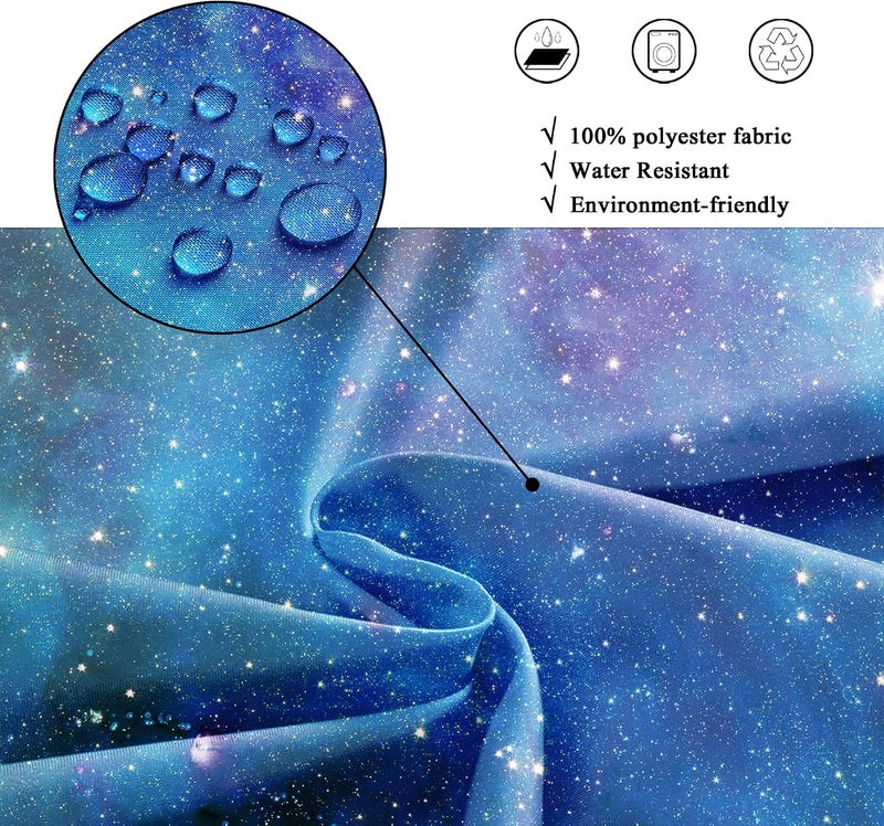 Riyidecor Outer Space Galaxy Shower Curtain for Bathroom Decor 60Wx72H Starry Boys Kids Trippy Nebula Universe Planet Magical Fantasy Cool Art Printed Fabric Polyester Waterproof 12 Pack Plastic Hooks - Image 5