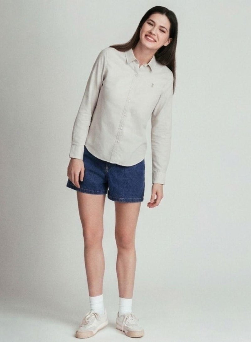 GIORDANO Women’s Slim Oxford Shirt with Embroidery - Image 2