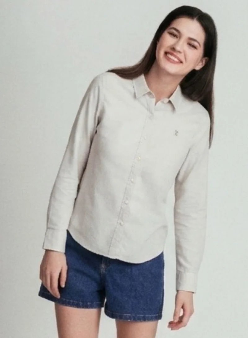 Women’s Slim Oxford Shirt with Embroidery