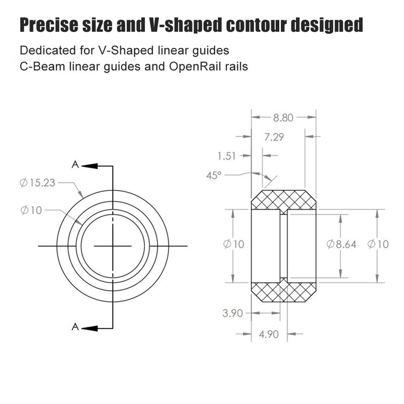2 Sets 3D Printer Parts V shaped Linear Guide Wheel Mini V shaped Pulley for C Beam OpenRail - Image 4