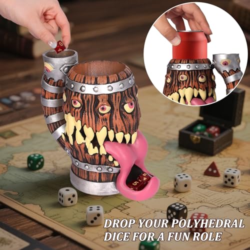 Luazuri Dice Tower Mug Dice Rolling Tower Comes with 7 PCS Dice Set Suitable for DND Dungeons and Dragons Tabletop Games Available As Drink Holder DD Gifts DND Accessories Original Wood - Image 5