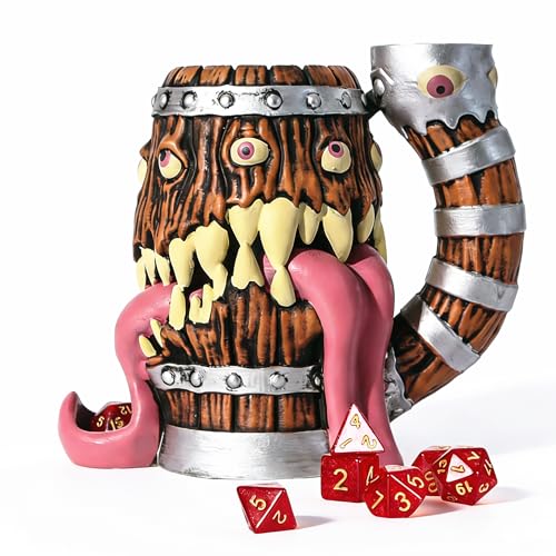 Luazuri Dice Tower Mug Dice Rolling Tower Comes with 7 PCS Dice Set Suitable for DND Dungeons and Dragons Tabletop Games Available As Drink Holder DD Gifts DND Accessories Original Wood - Image 1