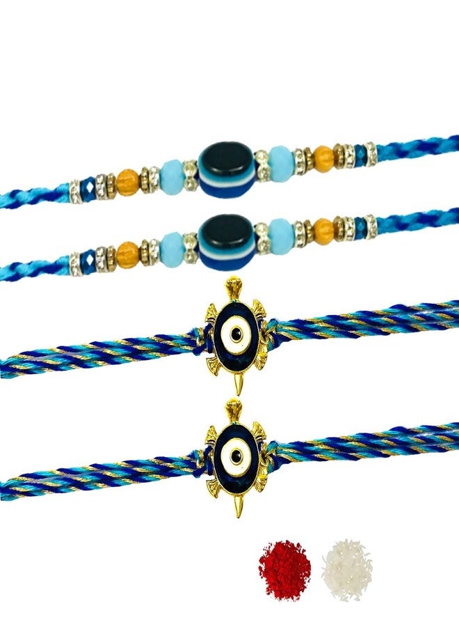 Sesonby Set Of 4 Designer Evil Eye Bhai Bhabhi Rakhi #66-Two-42-Two - Image 1