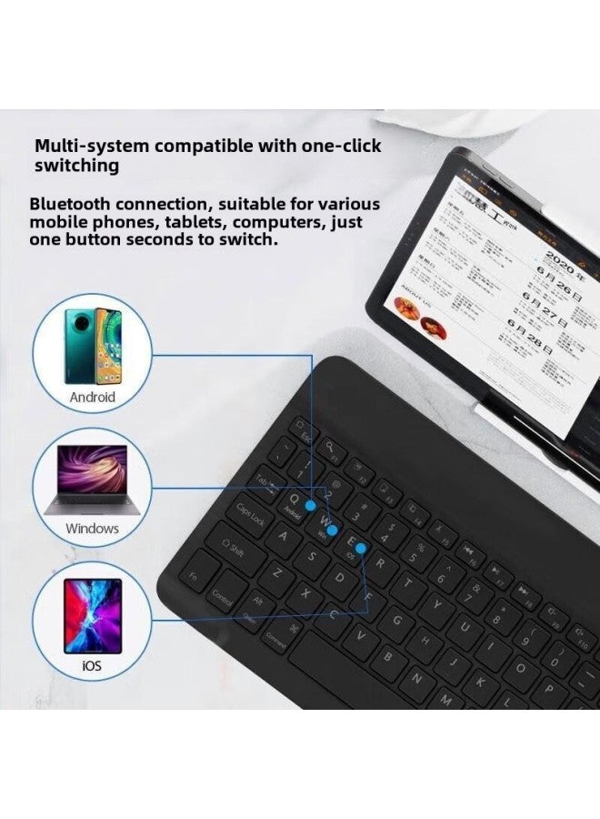 Bluetooth Keyboard For Ipad Mobile Phone Tablet Laptop High Color Value Mute Wireless Keyboard Mouse Suit-Color:7 Inch Keyboard Single-mode Mouse-Product Type:Pink (send Data Line)