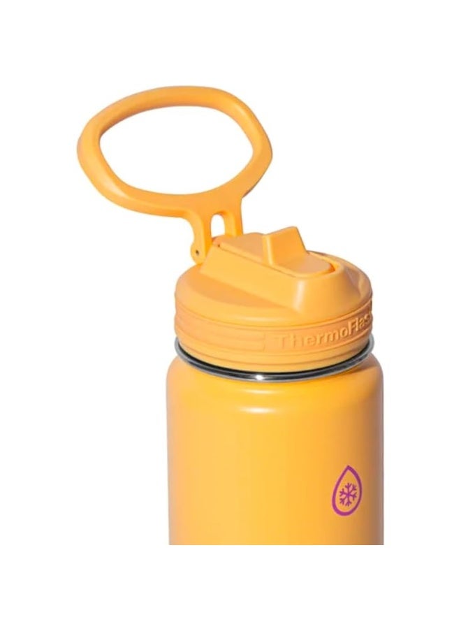 ثيرمو فلاسك زجاجات مياه من الفولاذ المقاوم للصدأ معزولة بتفريغ الهواء بجدار مزدوج، سعة 710 مل، لون وردي وأصفر، طقم من قطعتين - Image 3