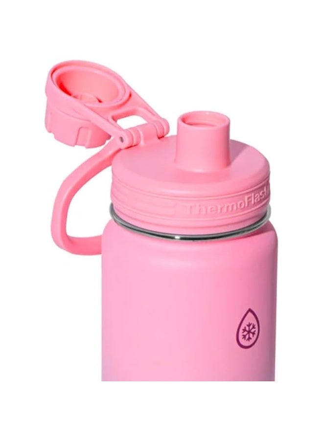 ثيرمو فلاسك زجاجات مياه من الفولاذ المقاوم للصدأ معزولة بتفريغ الهواء بجدار مزدوج، سعة 710 مل، لون وردي وأصفر، طقم من قطعتين - Image 2