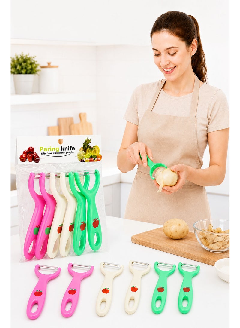 6-Piece Y Vegetable Peeler Set – Stainless Steel Fruit & Potato Peelers with Ergonomic Handle, Multi-Color Kitchen Peelers for Apple, Tomato, Carrot & Vegetables - Image 3