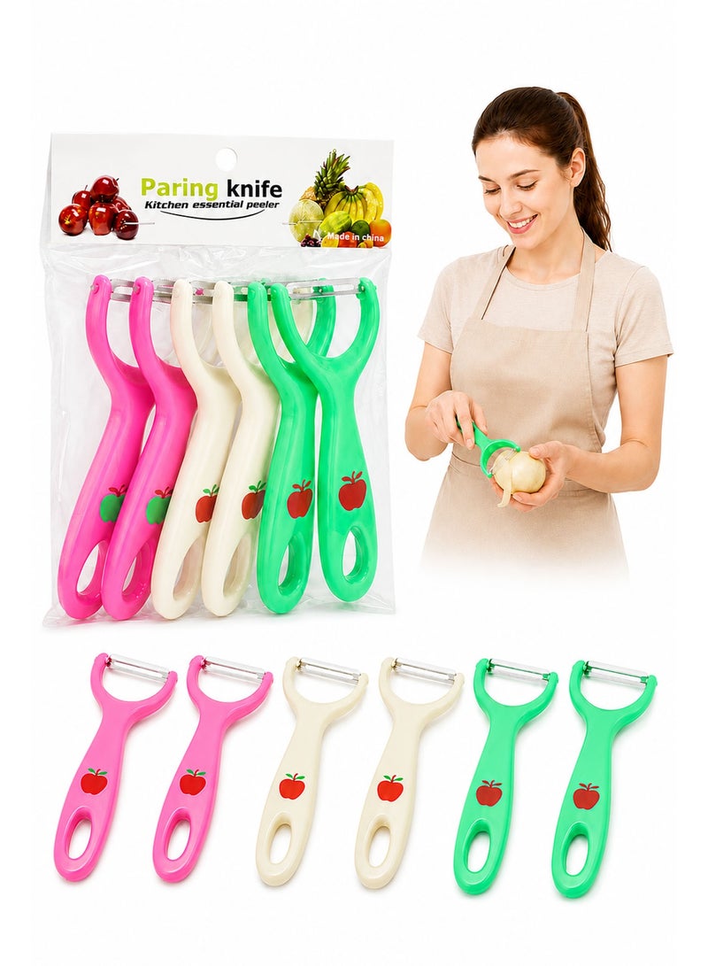 6-Piece Y Vegetable Peeler Set – Stainless Steel Fruit & Potato Peelers with Ergonomic Handle, Multi-Color Kitchen Peelers for Apple, Tomato, Carrot & Vegetables - Image 1