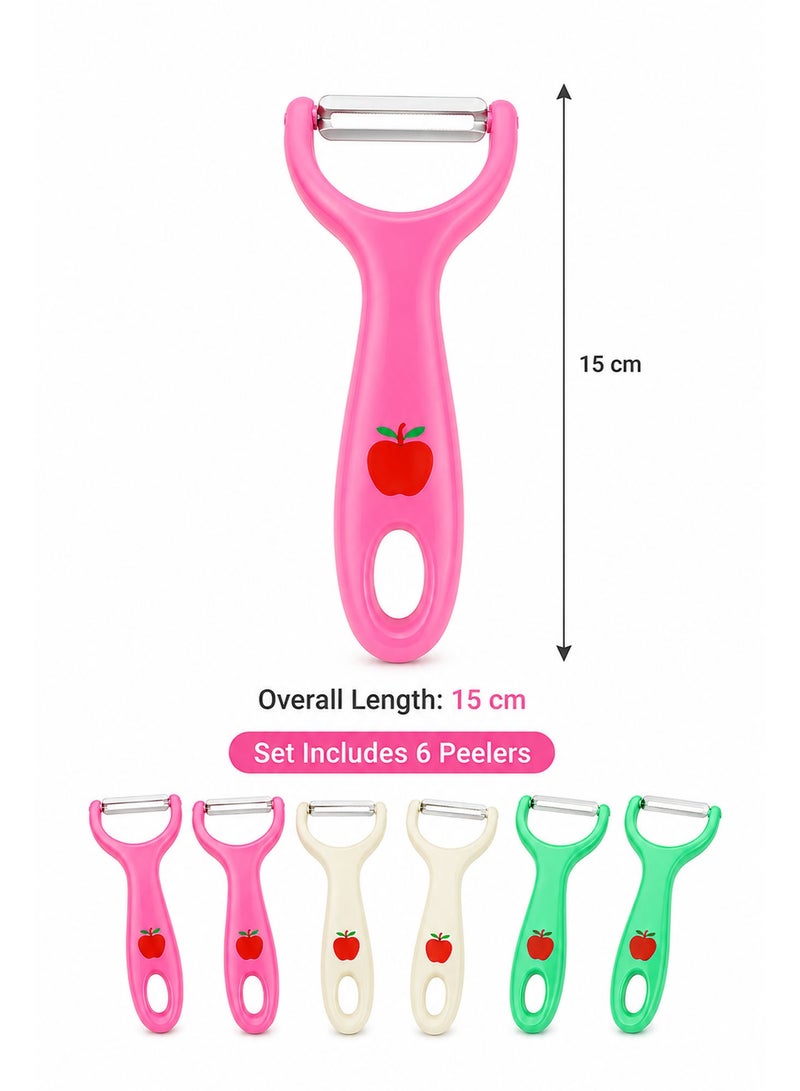 6-Piece Y Vegetable Peeler Set – Stainless Steel Fruit & Potato Peelers with Ergonomic Handle, Multi-Color Kitchen Peelers for Apple, Tomato, Carrot & Vegetables - Image 5