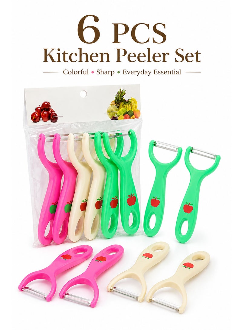 6-Piece Y Vegetable Peeler Set – Stainless Steel Fruit & Potato Peelers with Ergonomic Handle, Multi-Color Kitchen Peelers for Apple, Tomato, Carrot & Vegetables - Image 2