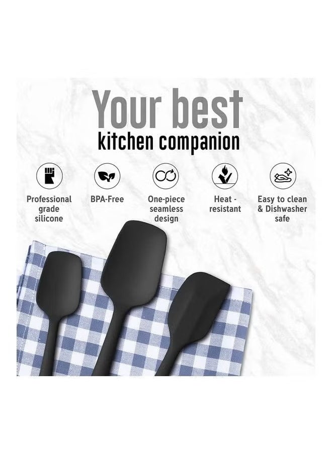 BORTONY 6-Piece Silicone Spatula Set Flexible Non-Stick Heat Resistant Black 29 x 7 x 4.5cm  - Image 2