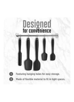 BORTONY 6-Piece Silicone Spatula Set Flexible Non-Stick Heat Resistant Black 29 x 7 x 4.5cm  - Image 5