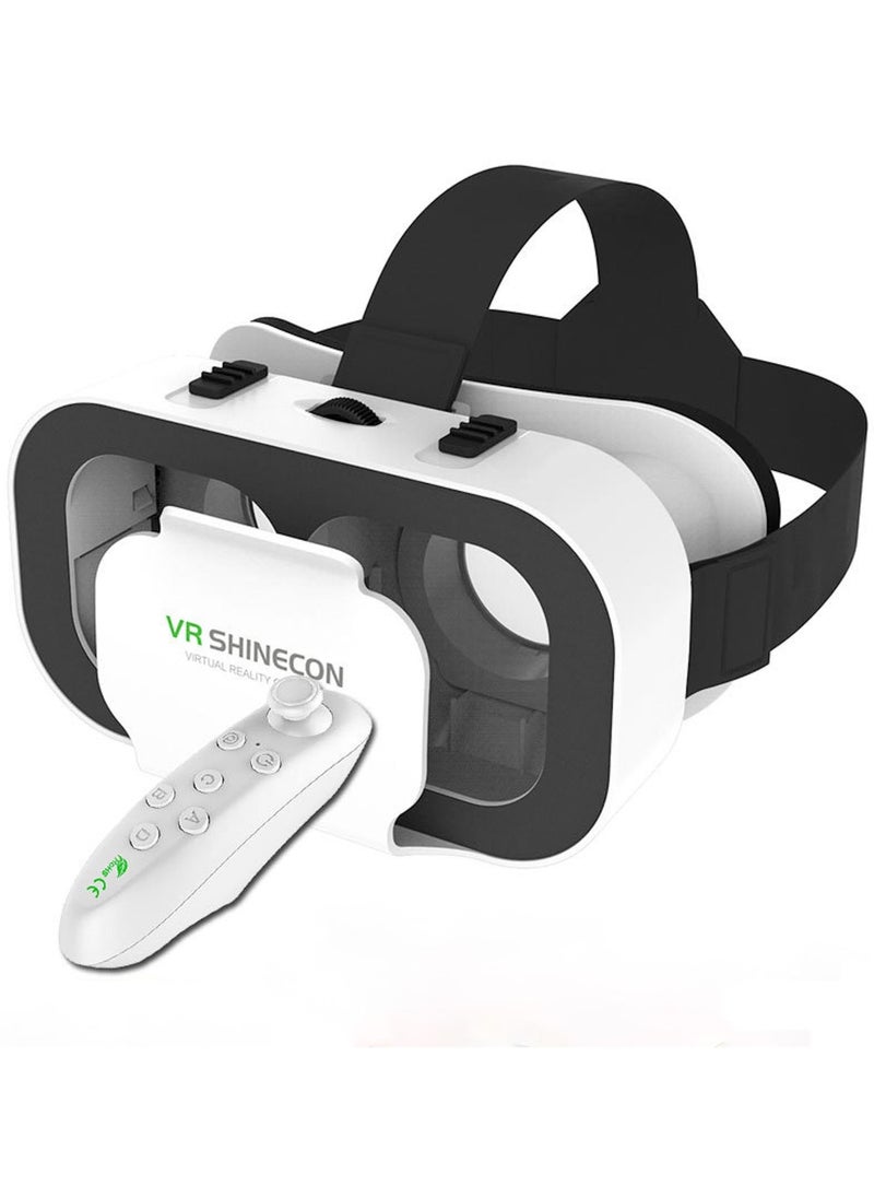 VR SHINECON 3D VR Glasses Virtual Reality Headset for iPhone or Android Compatible 4.7-6.5 inch,Adjustable Virtual Reality 3D Glasses Headset Helmets with Controller, for Mobile Games & Movies  - Image 1