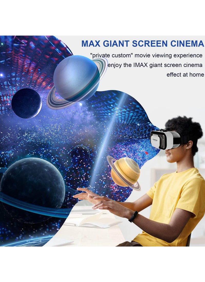 VR SHINECON 3D VR Glasses Virtual Reality Headset for iPhone or Android Compatible 4.7-6.5 inch,Adjustable Virtual Reality 3D Glasses Headset Helmets with Controller, for Mobile Games & Movies  - Image 4