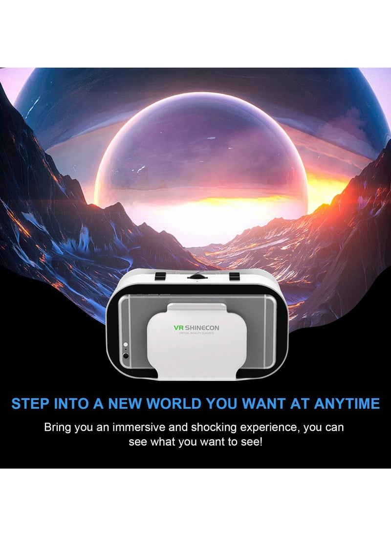 VR SHINECON 3D VR Glasses Virtual Reality Headset for iPhone or Android Compatible 4.7-6.5 inch,Adjustable Virtual Reality 3D Glasses Headset Helmets with Controller, for Mobile Games & Movies  - Image 5