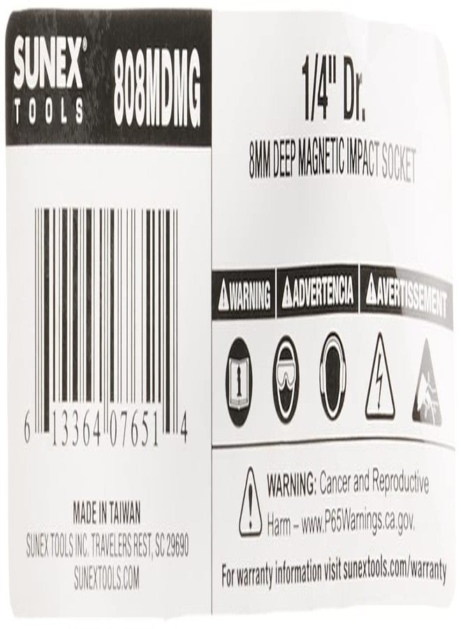 SUNEX TOOLS 808mdmg 1/4-Inch Drive 8-Mm Deep Magnetic Impact Socket - Image 3