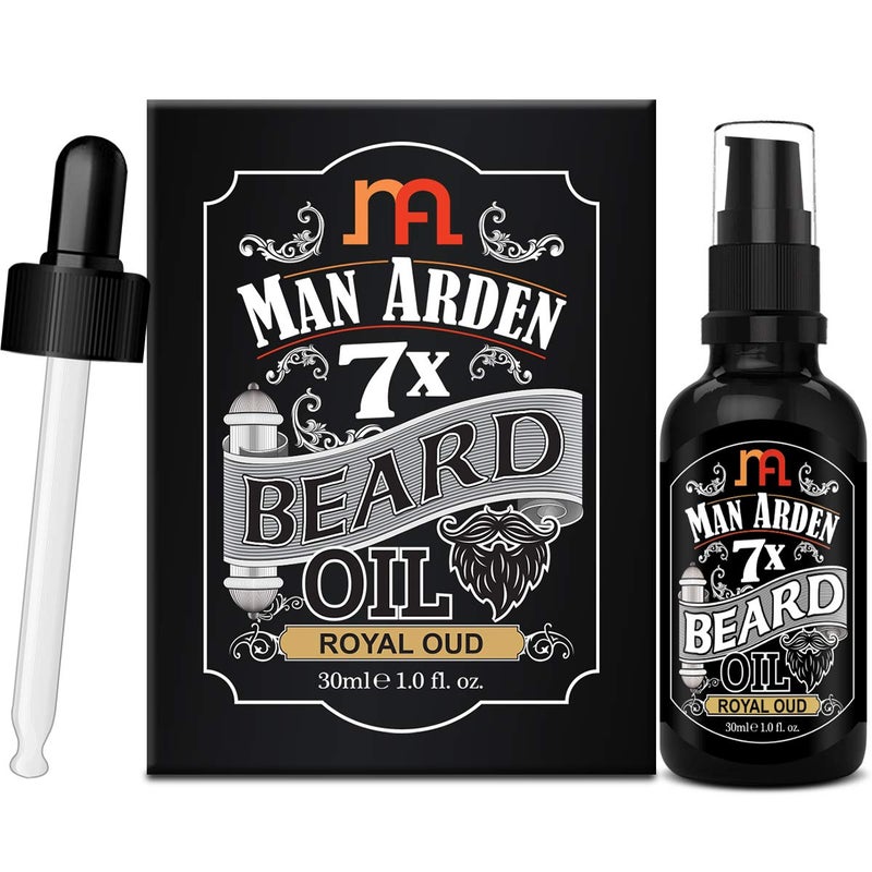 Man Arden 7X Beard Oil (Royal Oud), 7 Premium Oils For Beard Growth & Nourishment - 30ml - Image 1