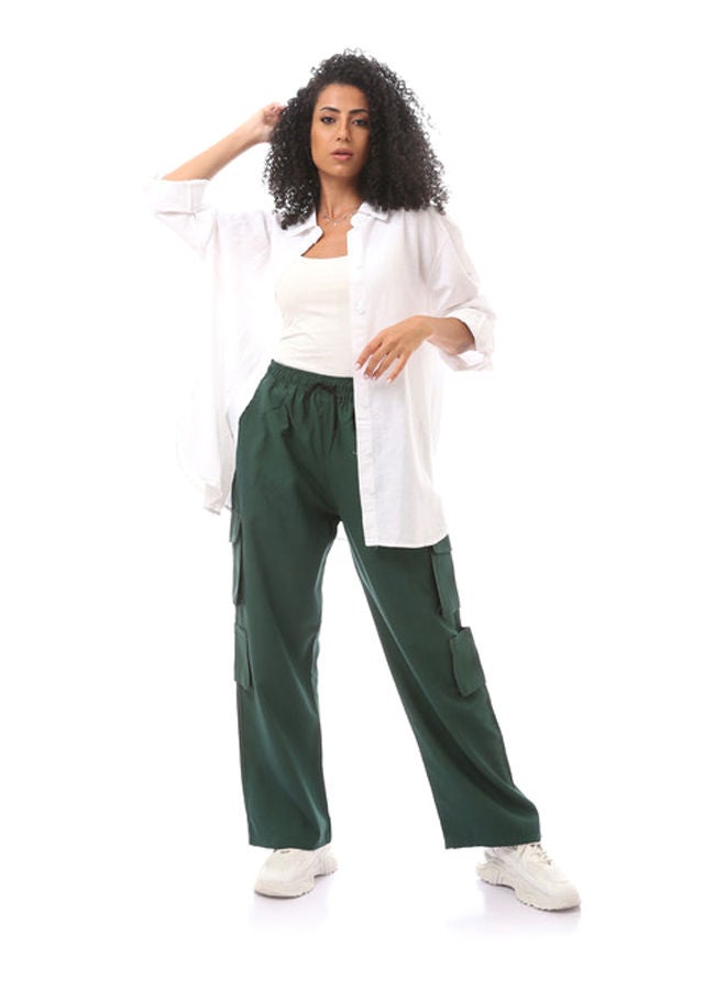 Andora Solid Turn Down Collar Blouse-White - Image 1