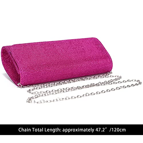 Outrip Women's Evening Bag Clutch Purse Glitter Party Wedding Handbag with Chain (Rose) - Image 4