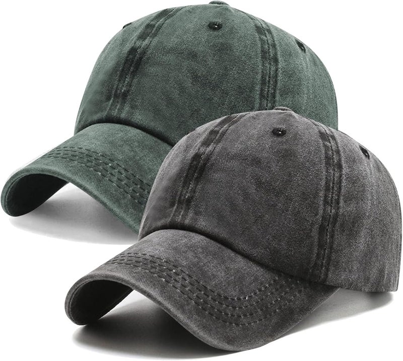 PFFY 2 Packs Vintage Washed Distressed Baseball Cap Golf Dad Hat for Men Women - Image 1
