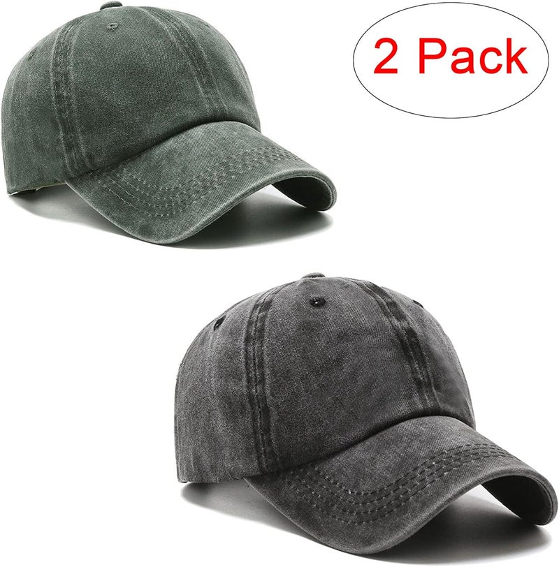 PFFY 2 Packs Vintage Washed Distressed Baseball Cap Golf Dad Hat for Men Women - Image 2