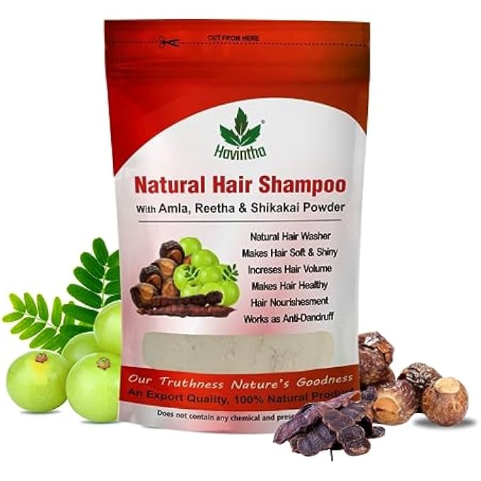 Havintha NATURAL HAIR SHAMPOO FOR HAIR 8 OZ, AMLA REETHA SHIKAKAI POWDER (PHYLLANTHUS EMBLICA,SAPINDUS MUKOROSSI,ACACIA CONCINNA),PRODUCT OF , 227G - Image 1