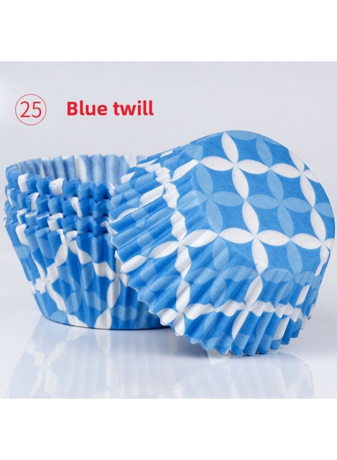 Hot-selling Oil-proof Paper Cake Paper Holder 1000 Only Packed With Ultra-high Price Dessert Cake Snow Mei Niang Bottom Baking Paper Cup-Specifications:25-Blue Twill - Image 1