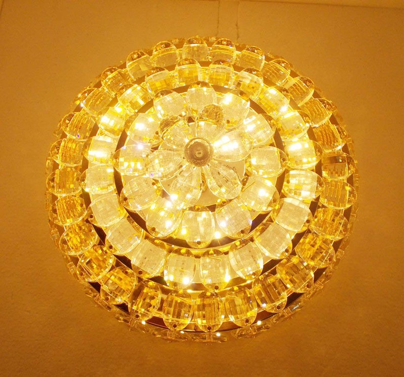 swanart Crystalline Chandelier, 28cm Modern Crystal Ceiling Light Fixture Elegant Flush Mount LED Lamp with 3 Color Temperatures K9 Crystal Chandelier for Bedroom, Living Room, Dining Room - Image 3